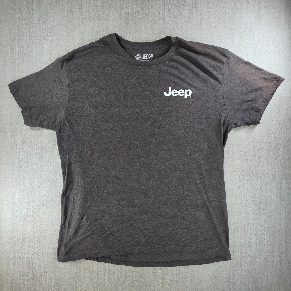 Jedco Jeep T-Shirt Mens 2X Charcoal Graphic Wrangler Dog Mountain Tee
